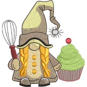 Gnome Cupcake Embroidery Design