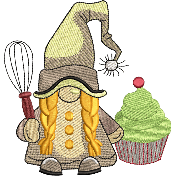 Gnome Cupcake Embroidery Design