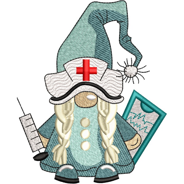 Gnome Nurse Embroidery Design