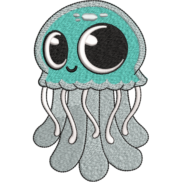 Cute Jellyfish Embroidery Design