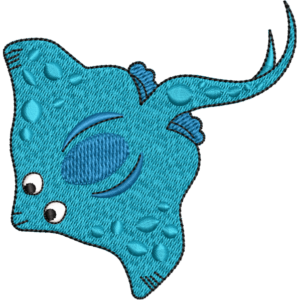 Blue Stingray Fish Embroidery Design