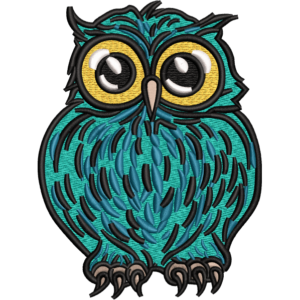 Big Green Owl Embroidery Design