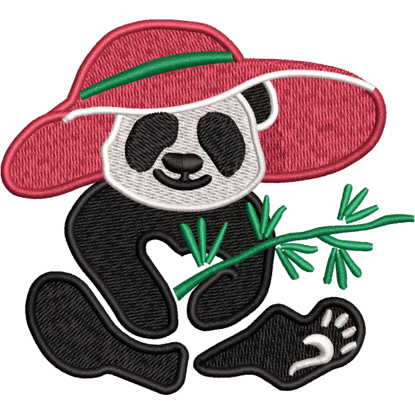 Panda Wearing Hat Embroidery Design