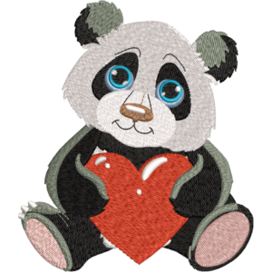 Loving Panda Embroidery Design