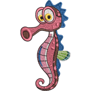 Pink Seahorse Embroidery Design