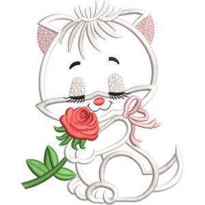 White Baby Cat Embroidery Design
