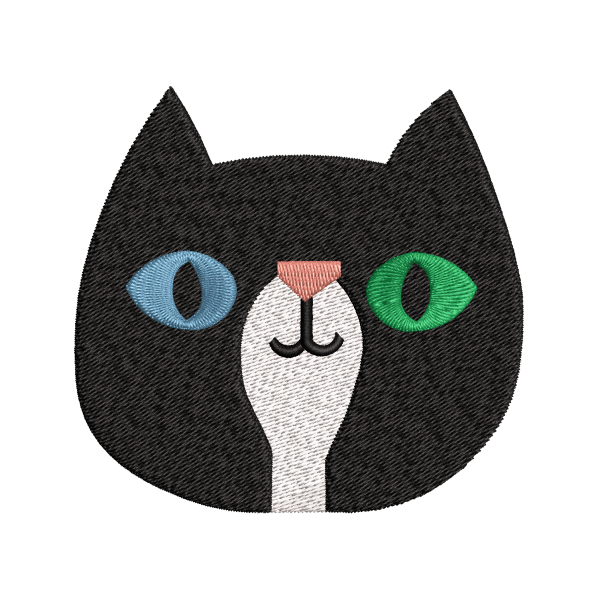 Different Eye Cat Embroidery Design
