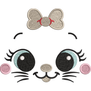Smiley Cat Face Embroidery Design