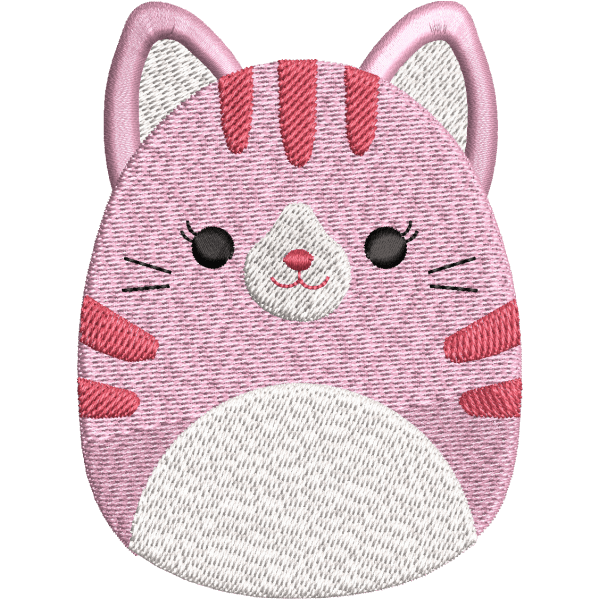 Pink Cat Embroidery Design