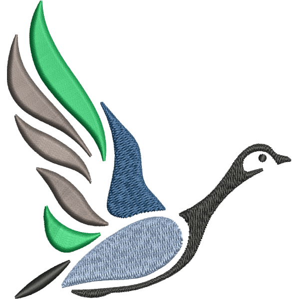 Flying Duck Embroidery Design