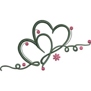 Two Hearts Embroidery Design