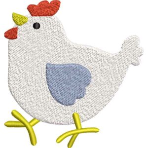 white hen embroidery design
