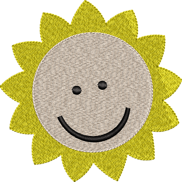 Smiling Sun Embroidery Design