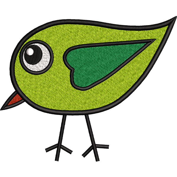 Green Bird Embroidery Design