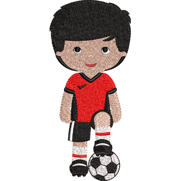 Boy With Football Embroidery Design