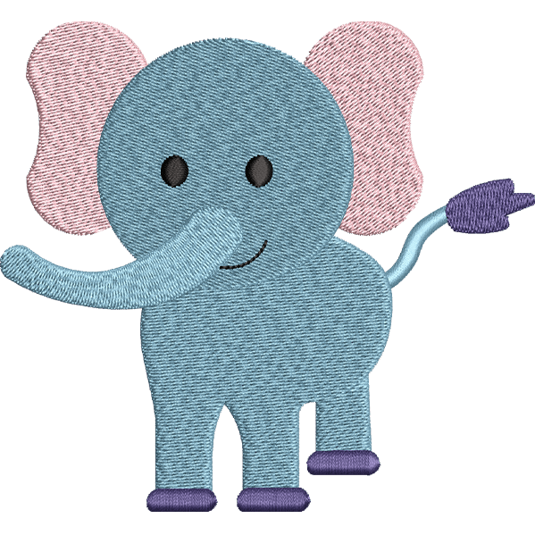 Happy Elephant Embroidery Design