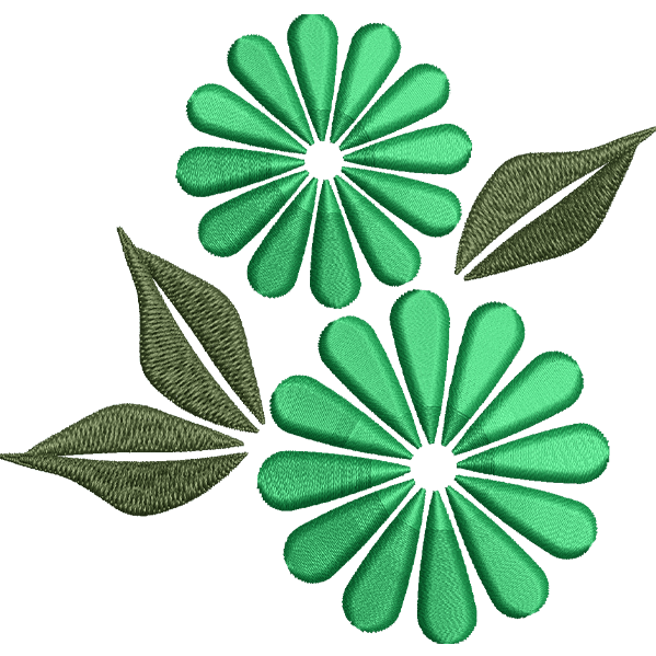 Flower with leaf Embroidery Design
