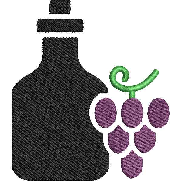 Bottle With Grapes Design