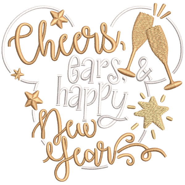Cheers Happy New Year Embroidery Design