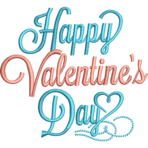 Happy Valentines Text Embroidery Design