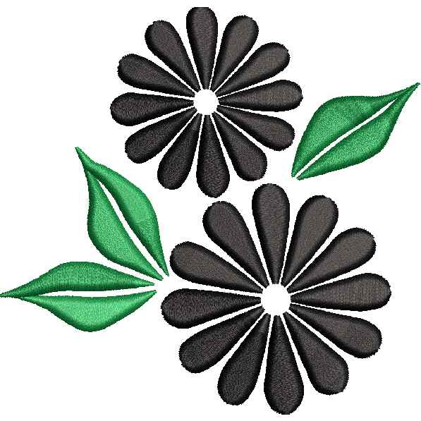 Black Flower With Leaves Design