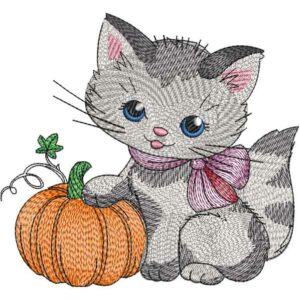 Cat With Pumpkin Design