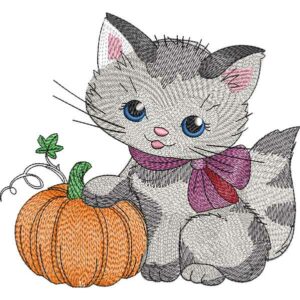 Cat With Pumpkin Design