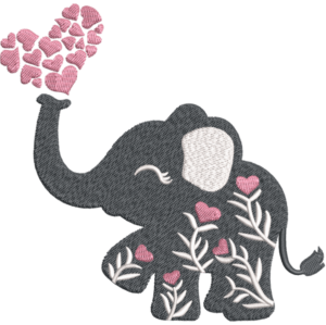 Elefante con disegni di cuori