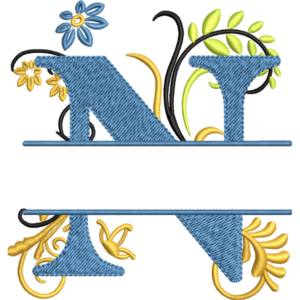 Floral Alphabet N Design