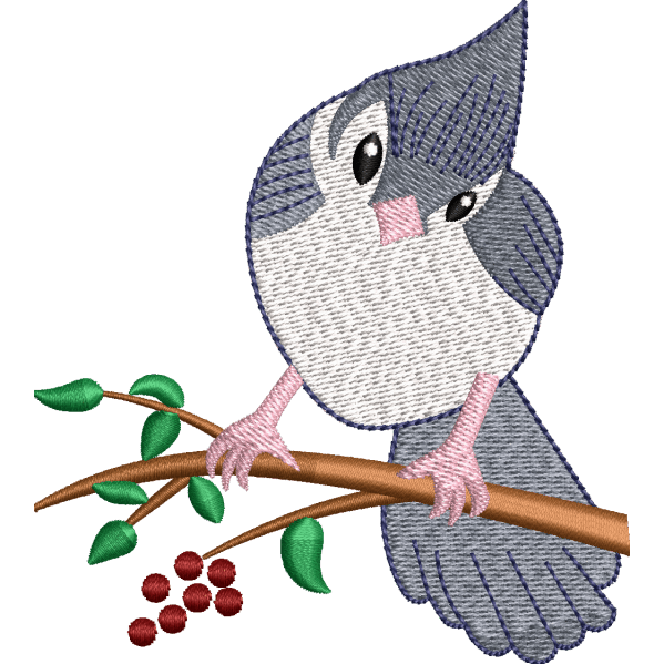 Grey Sparrow Embroidery Design