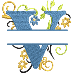 Floral Alphabet V Design