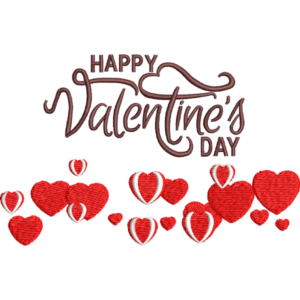 Red Heart Valentine Text Embroidery Design