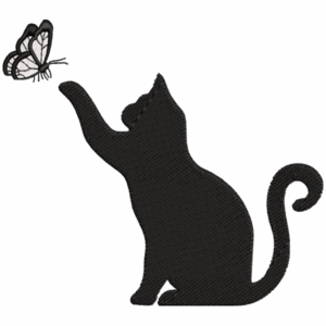 Black Cat With Butterfly Design