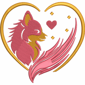 Cat in Heart Embroidery Design