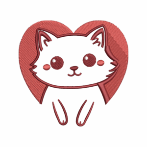 Cute Cat With Heart Design