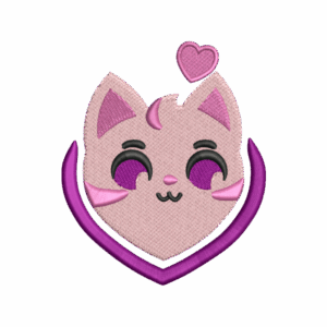 Cat Face With Heart Design