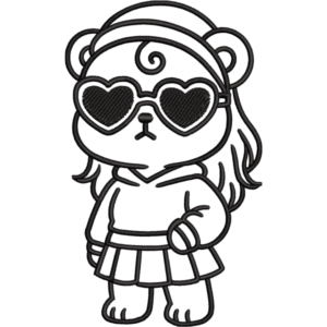 Cool Bear Girl Outline Design