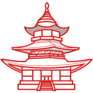 Pagoda Temple Outline Design