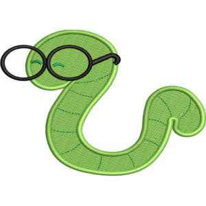 Green Worm With Glasses Design