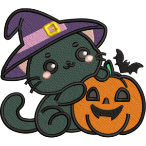 Cute Cat with Pumpkin Design
