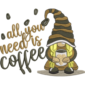 Need Coffee Embroidery Design